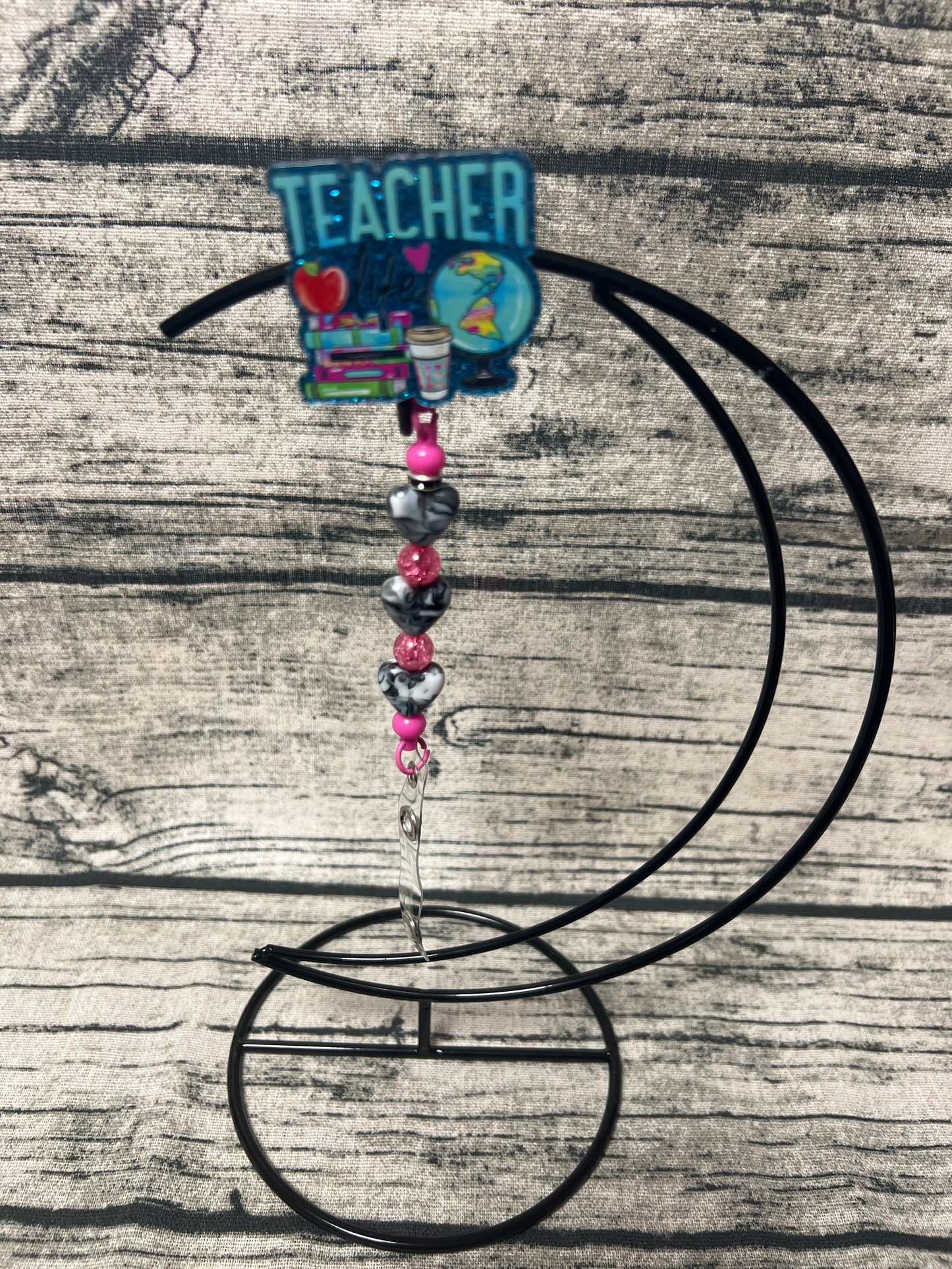 Teacher (pink) Flat Back Badge Reel