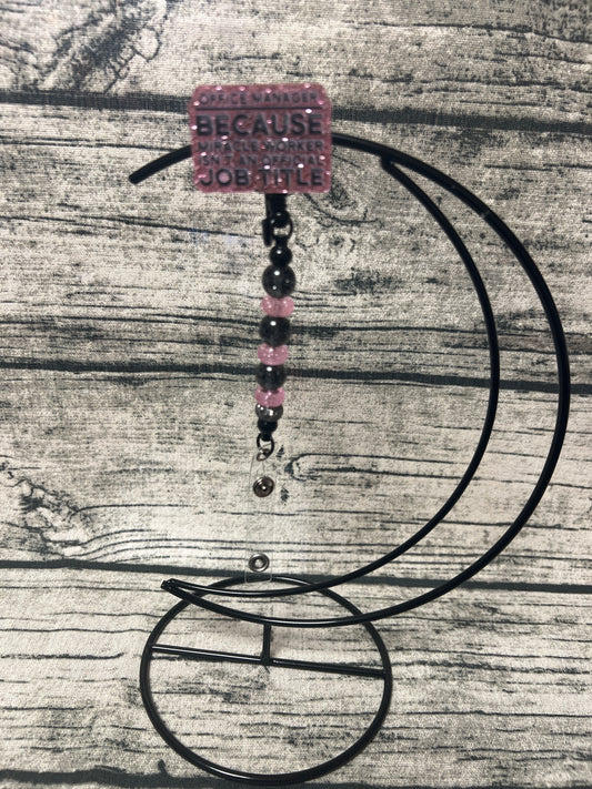 Office Manager Flat Back Badge Reel