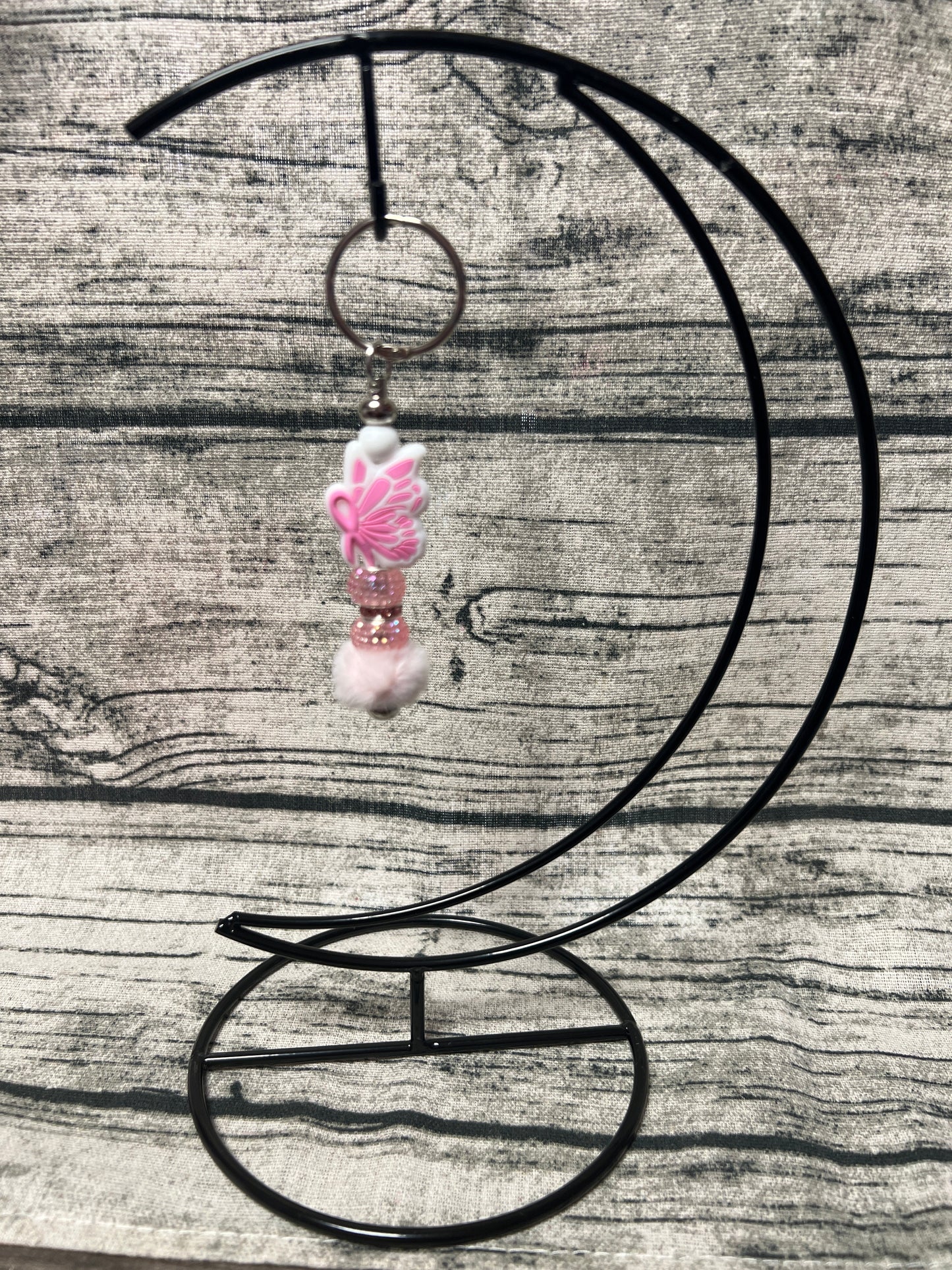Pink ribbon butterfly Dangle