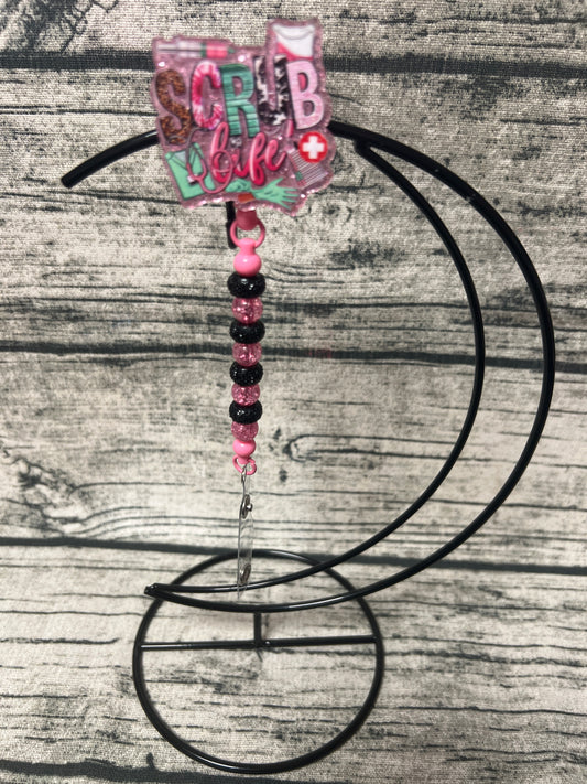 Scrub (pink) Flat Back Badge Reel