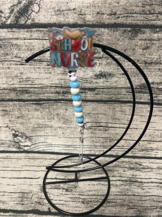 School Nurse Flat Back Badge Reel