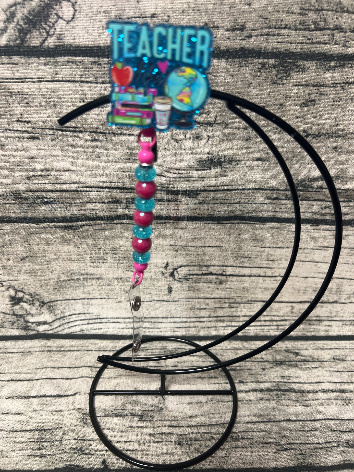 Teacher (teal) Flat Back Badge Reel