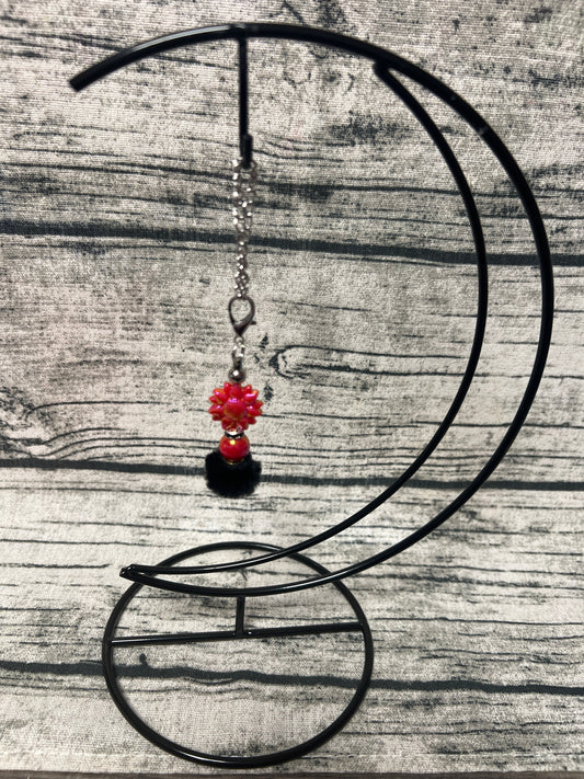 Iridescent red flower dangle