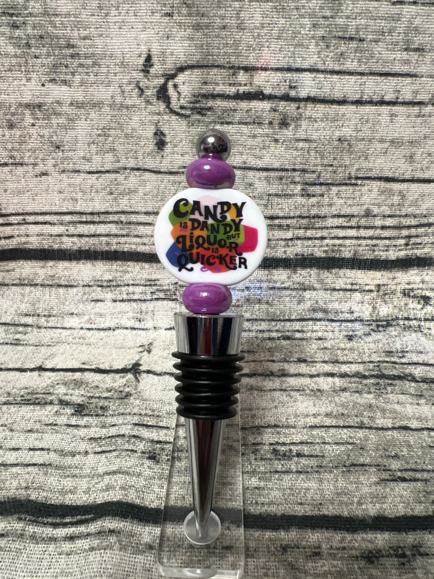 Candy is dandy Bottle Stopper (purple)