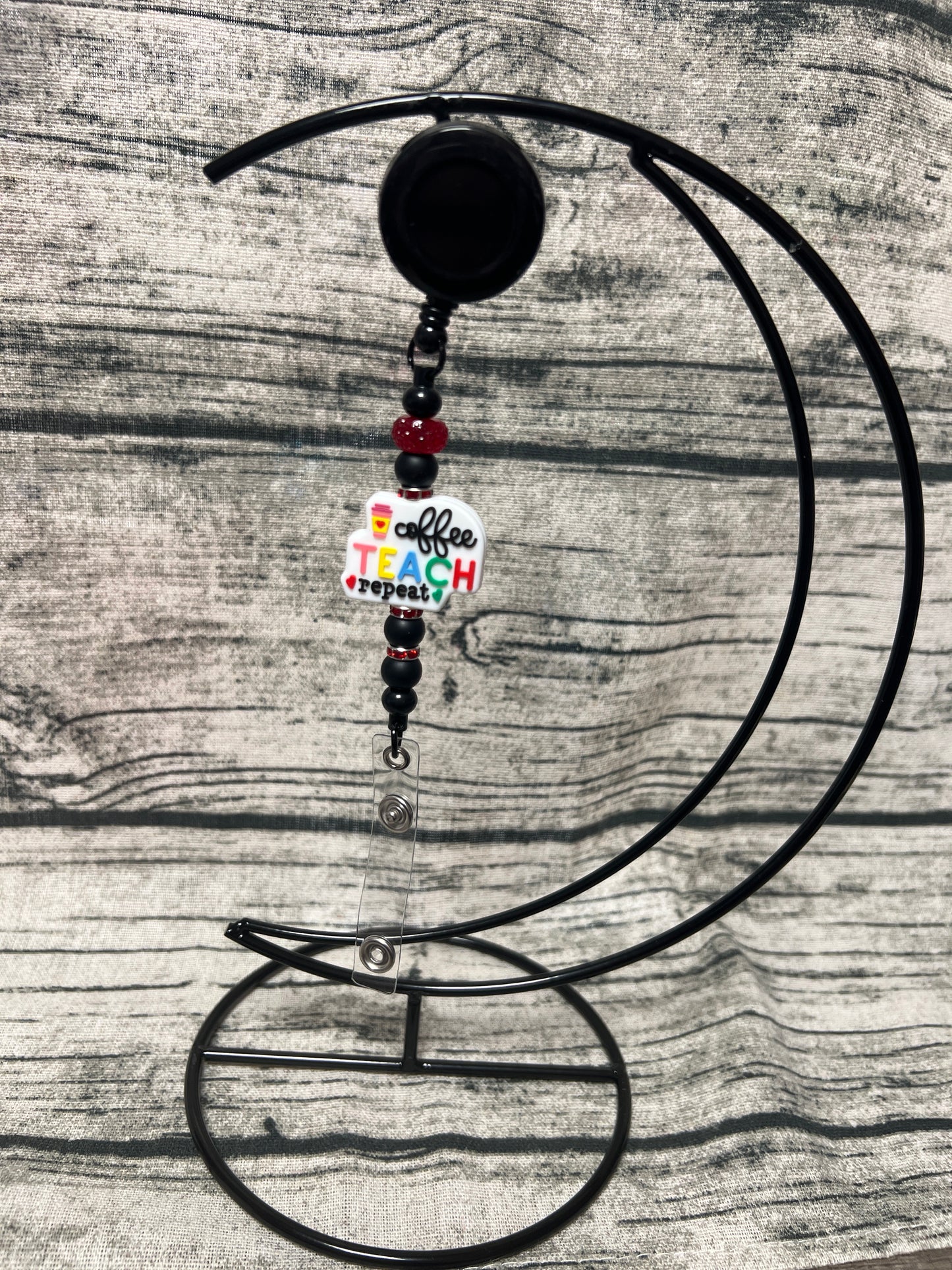 Coffee Teach Repeat Badge Reel