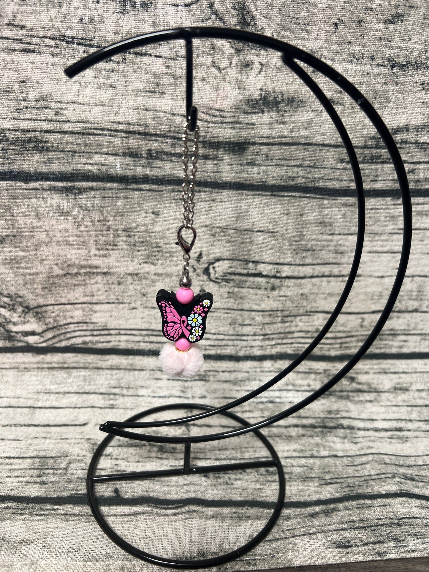 Pink ribbon butterfly Dangle