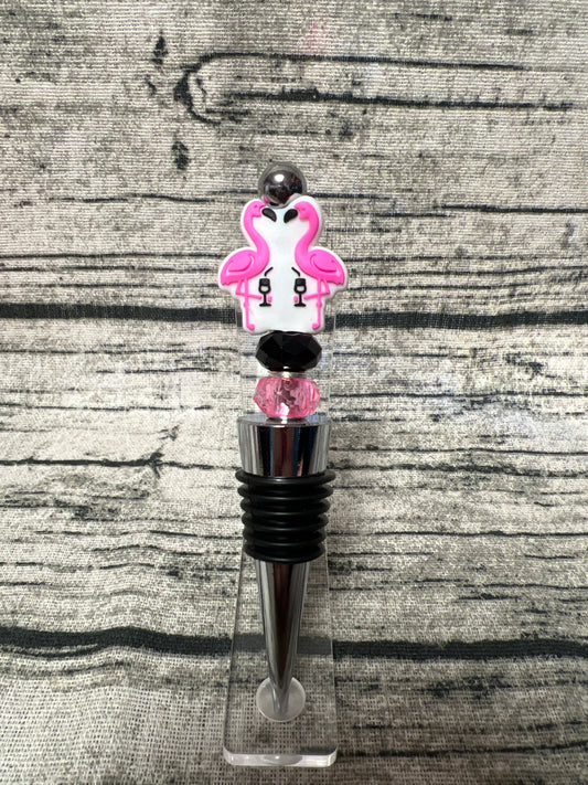 Drinking flamingos Bottle Stopper (black & pink)