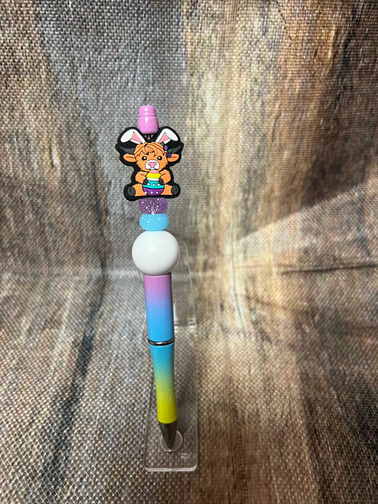Easter Highland Cow rainbow pen