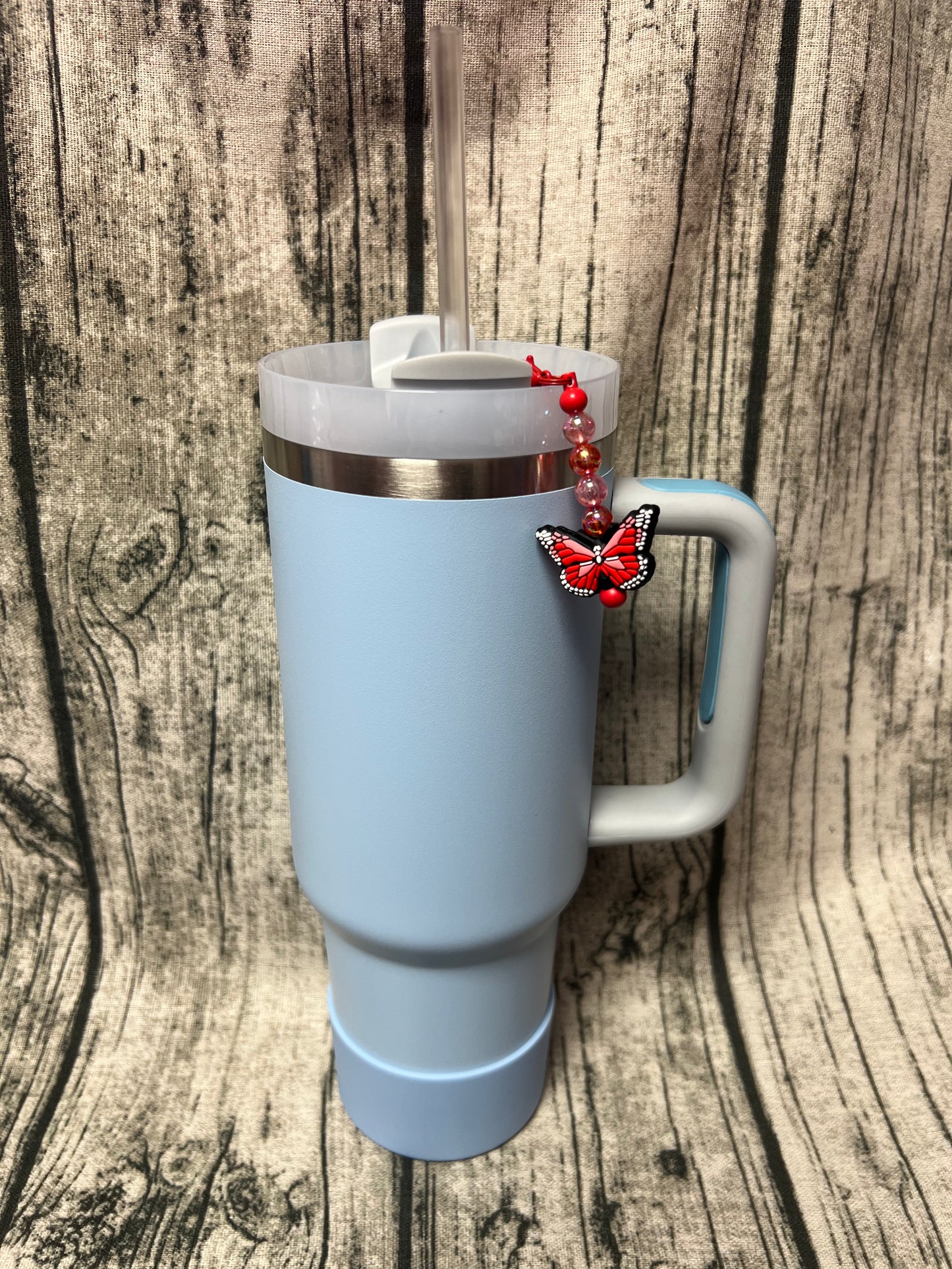 Straw Dangle - Red Butterly