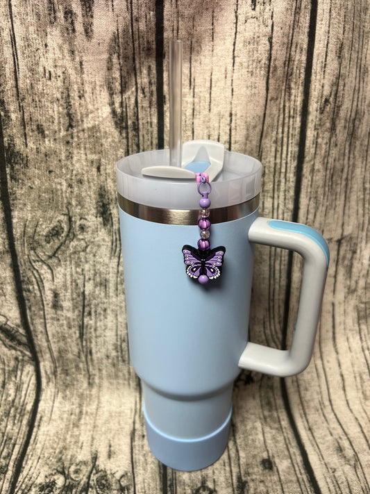 Straw Dangle - Purple Butterfly