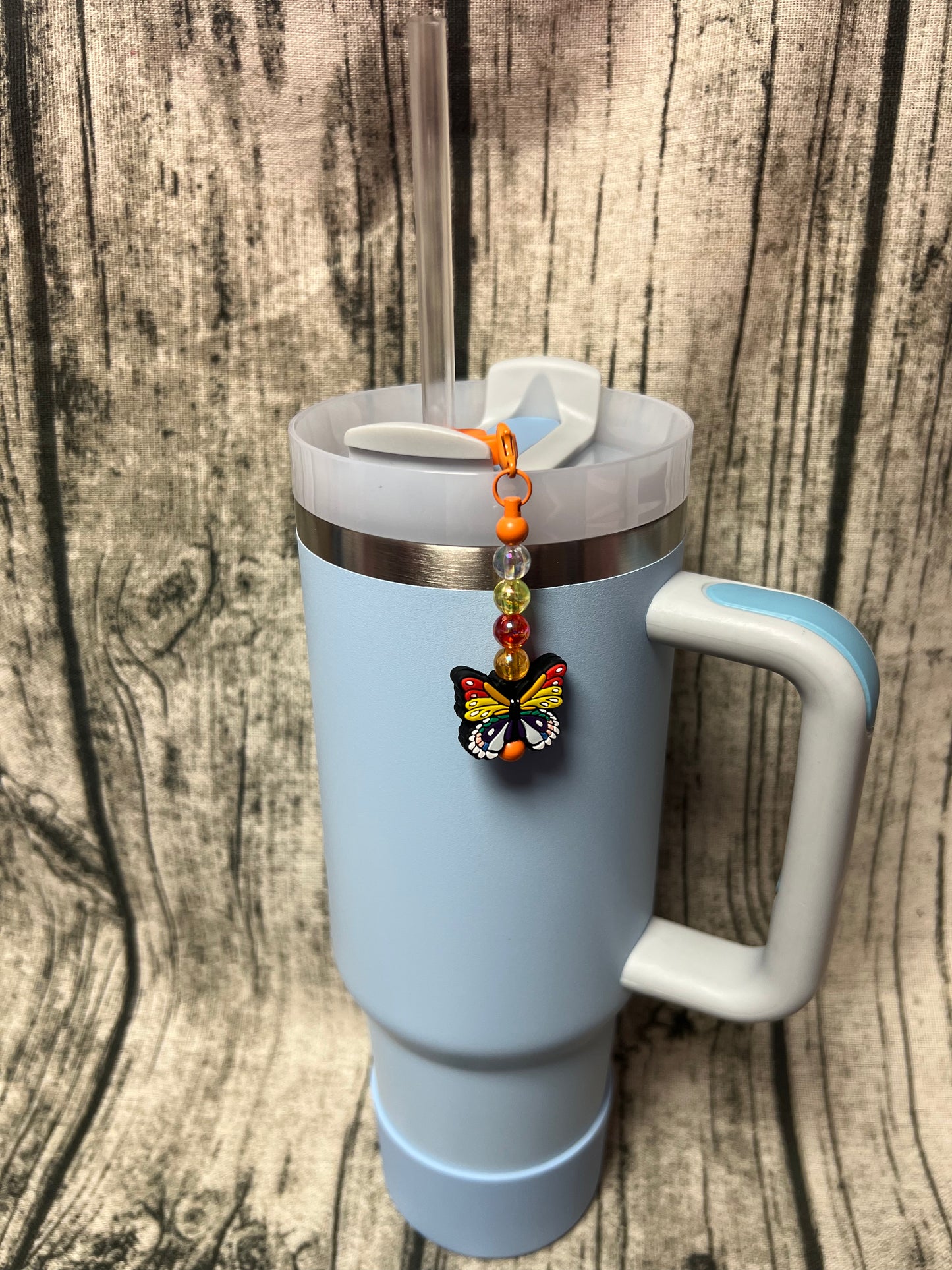 Straw Dangle - Rainbow Butterly