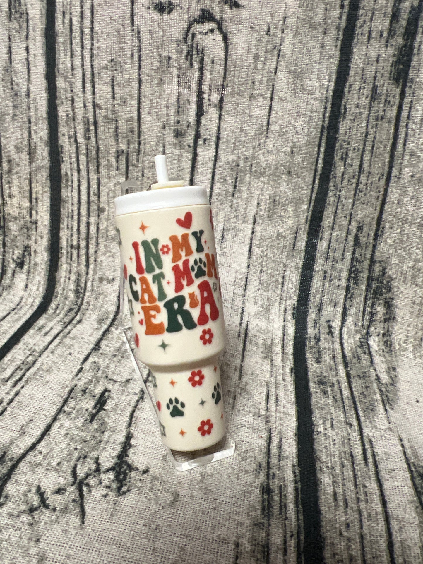 Cat Mom Mini Tumbler Keychain