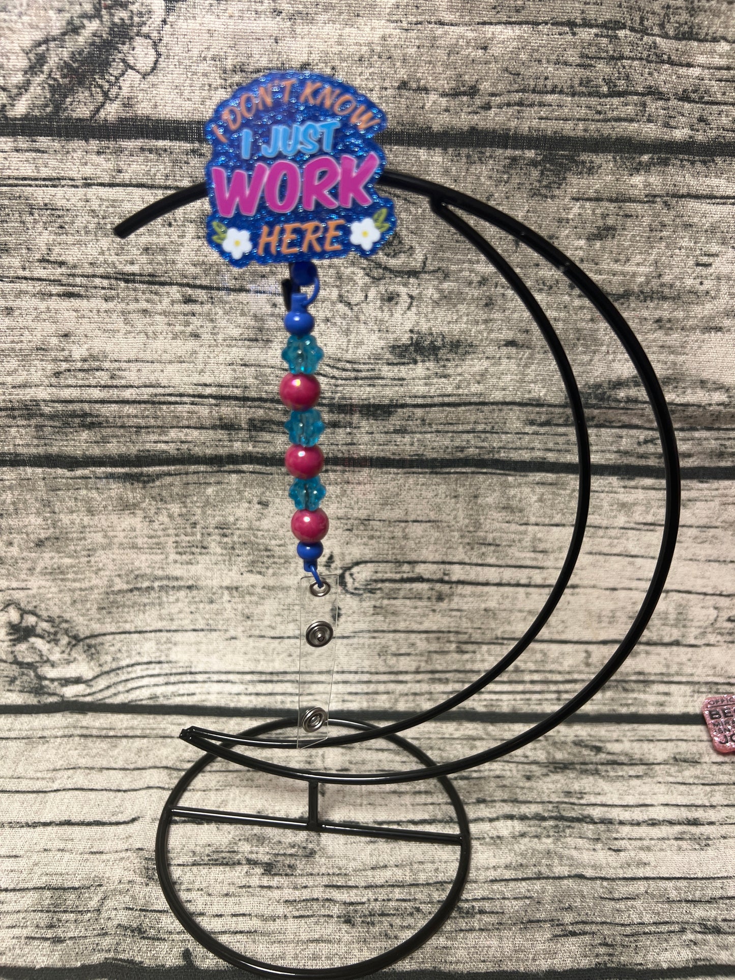 Just work here Flat Back Badge Reel